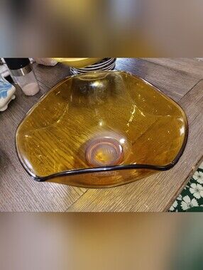 Amber Glass Serving Bowl